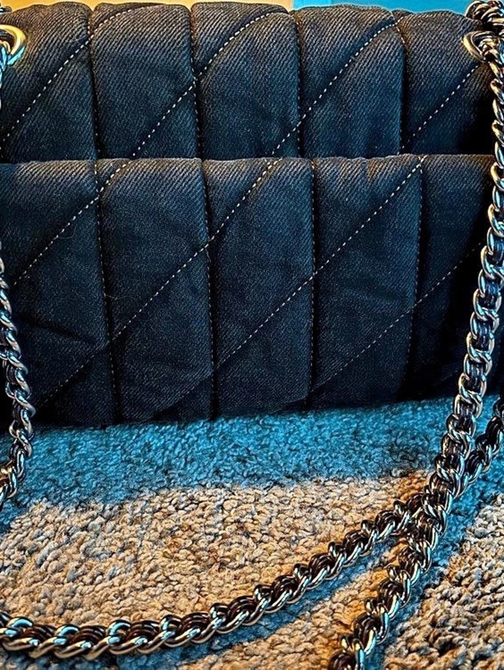 Coach Tabby Shoulder Bag 26 with Quilting in Denim Quilted Chain Shoulder Bag bl - Picture 2 of 4